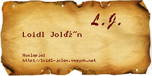 Loidl Jolán névjegykártya